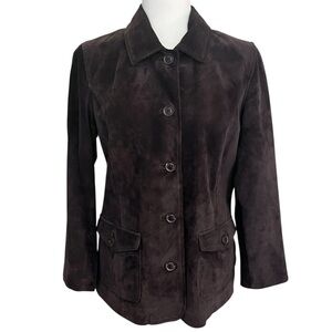 Eddie Bauer Brown Genuine Leather Suede Blazer Tailored Jacket Size Medium